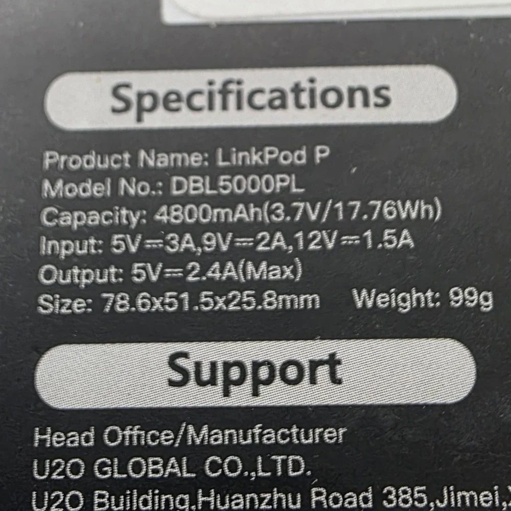 iWALK LinkPod Portable Charger 4800mAh Power‎ Bank PD Fast Charging iPhone #693